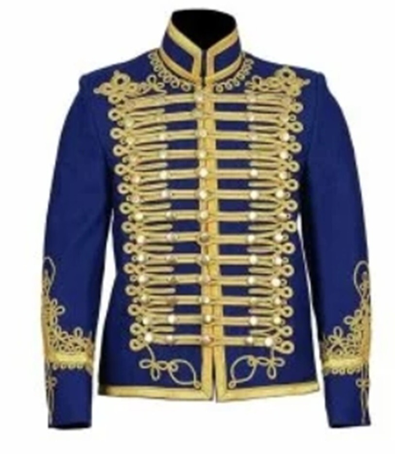 Blue Wool Hussar Doublet Jacket with Gold Braid