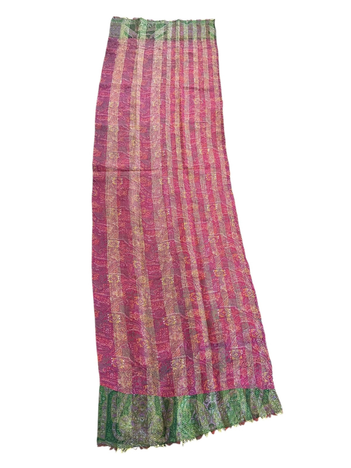 Vintage India 100% Pure Silk Hand Sewn Multicolored Floral Scarf 78”x22” EUC