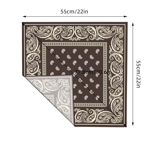 Head Scarf Hair Neck Scarves for Women Fashion Silk Brown Paisley Bohemain