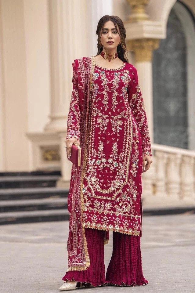 SALWAR KAMEEZ PAKISTANI INDIAN WEDDING PARTY WEAR BOLLYWOOD SUIT SHARARA PLAZZO