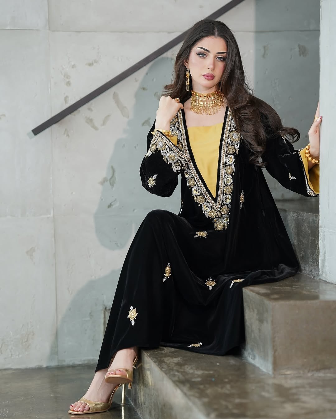 Prayer Muslim Long Sleeves Velvet Caftan Kaftan Abaya jalabiya hijab farasaha