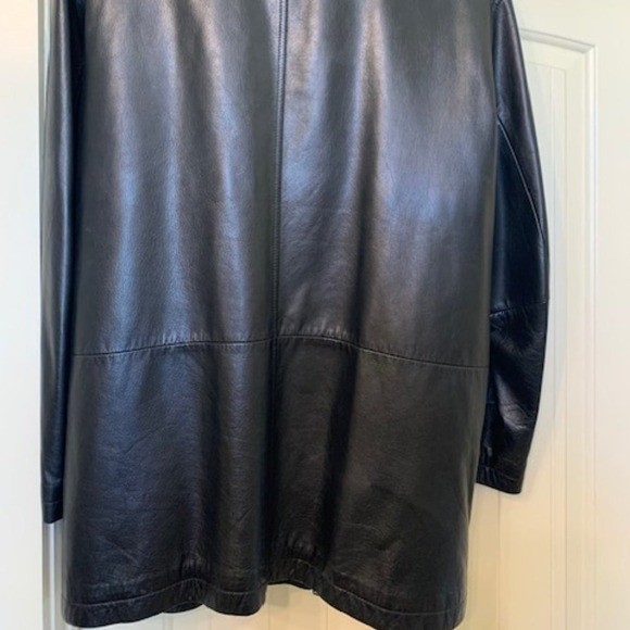 Jhane Barnes Mens Black Japanese Drum Dyed Leather Jacket Quilted Lining Size 44