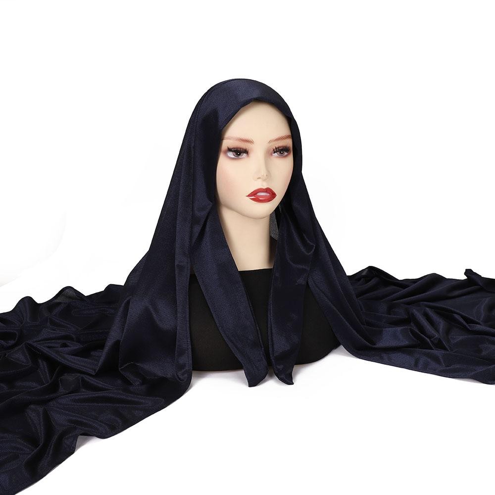 High Quality Instant Hijab with Band Muslim Women Plain Premium Silk Scarf Shawl