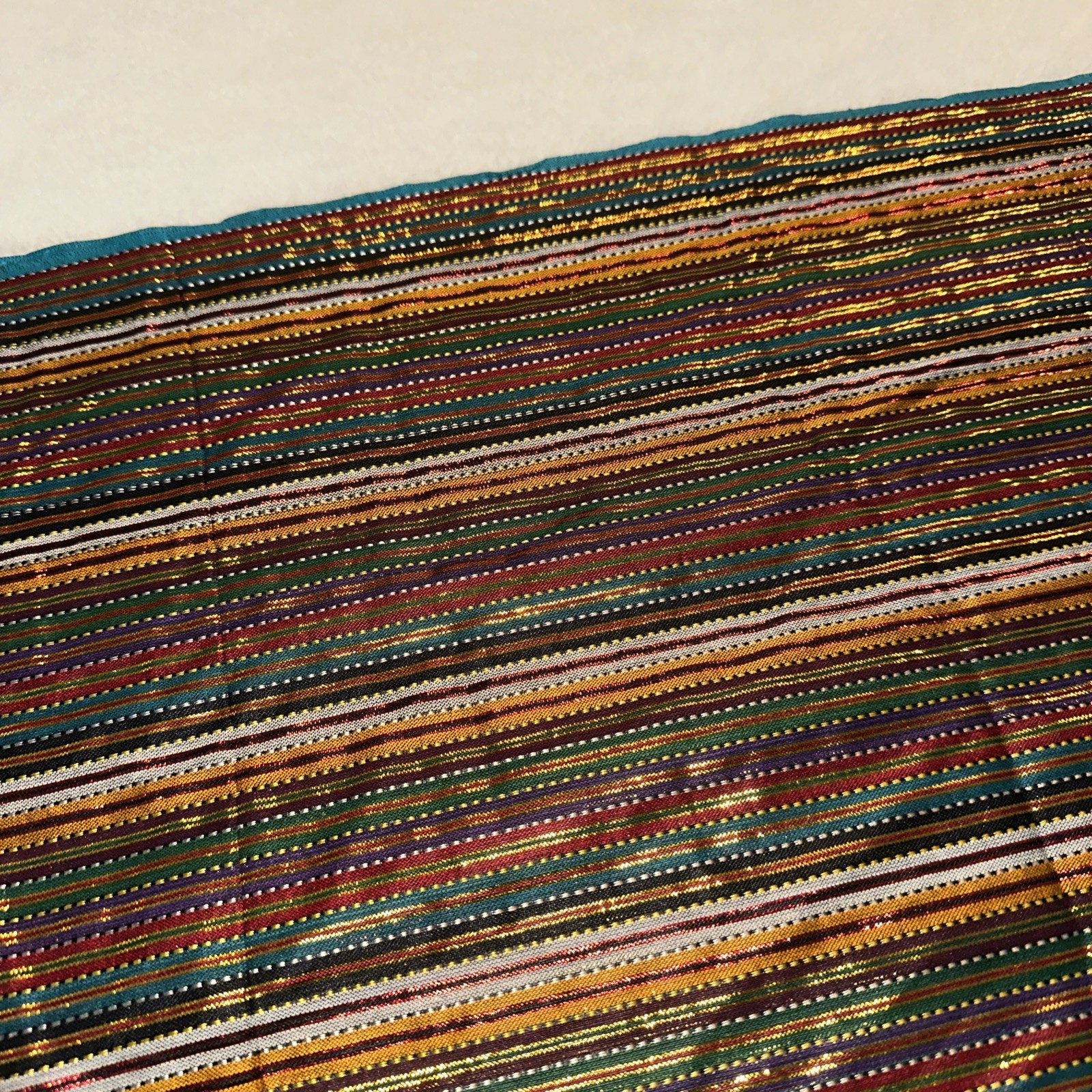 Vintage Indian Colorful Bright Striped Textile Material For Saree 28×68