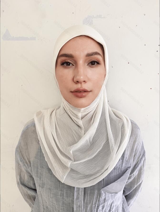 New Women Hijabs Cap Solid Color Muslim Ramadan Wrap Scarf Islam Player Hat