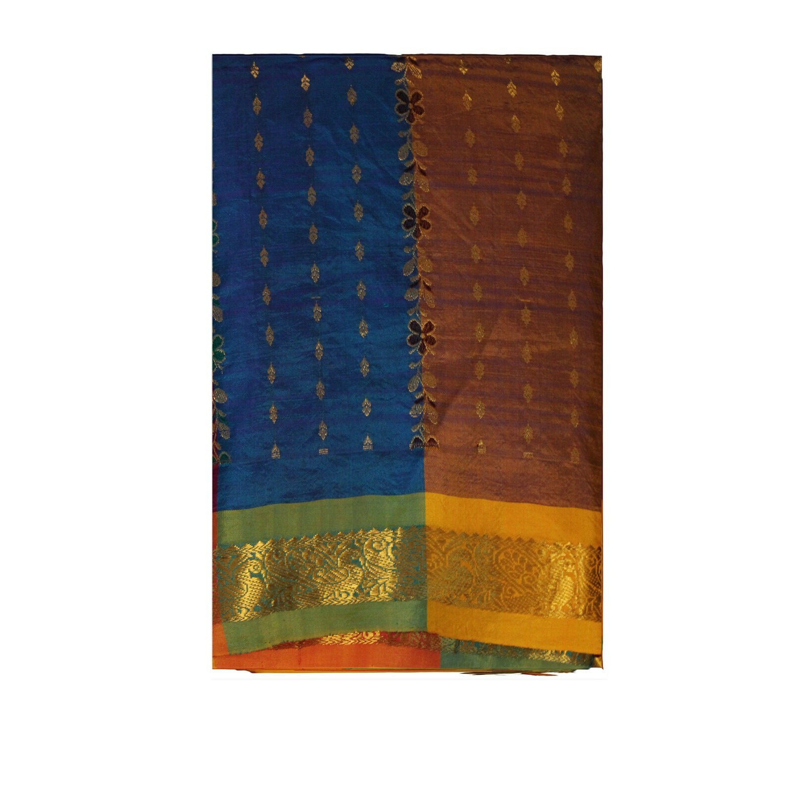 Vintage 100% Pure Satin Silk Sarees Zari Woven Multicolor Sari 5YD Craft Fabric
