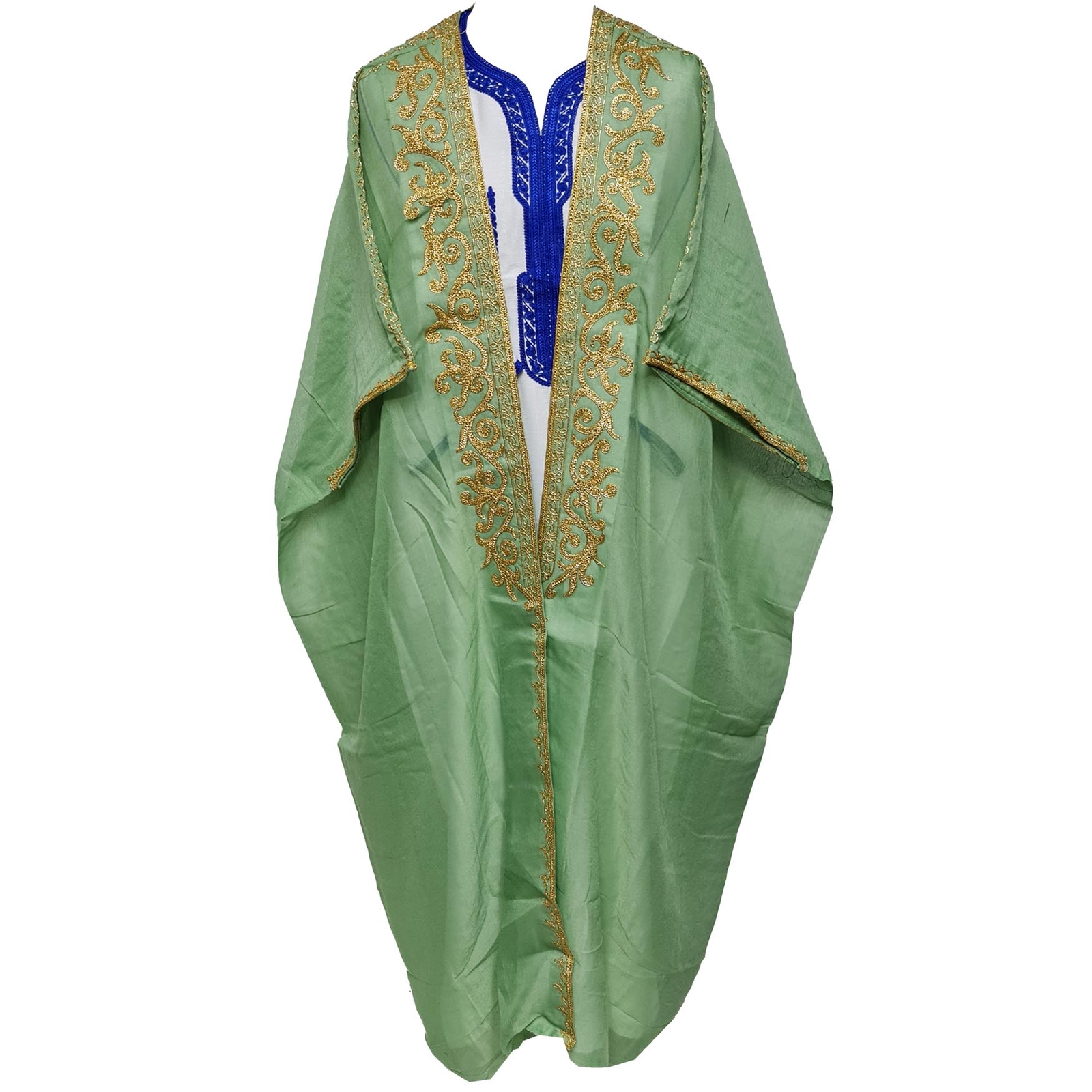 Women’s 3 Quarter Sleeve Arabian Bisht Light Green Cloak Arab Dress Thobe Isl