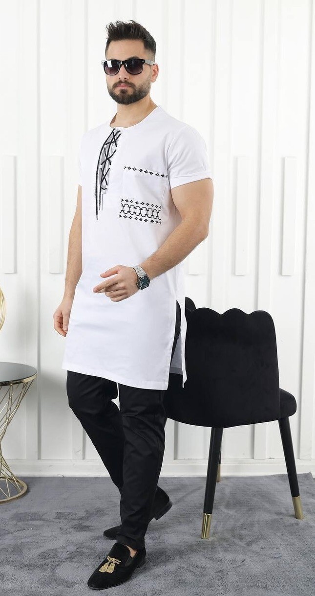 Men’s African Clothing Embroidered COTTON Shirt Pants Wedding Birthday Party