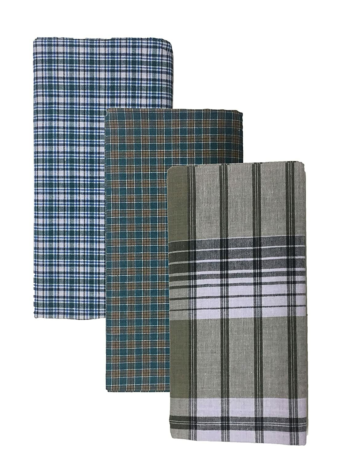 Cotton Lungi Dhoti For Men 2.25 Meter Colour & Design May be Vary Pack of 3 US