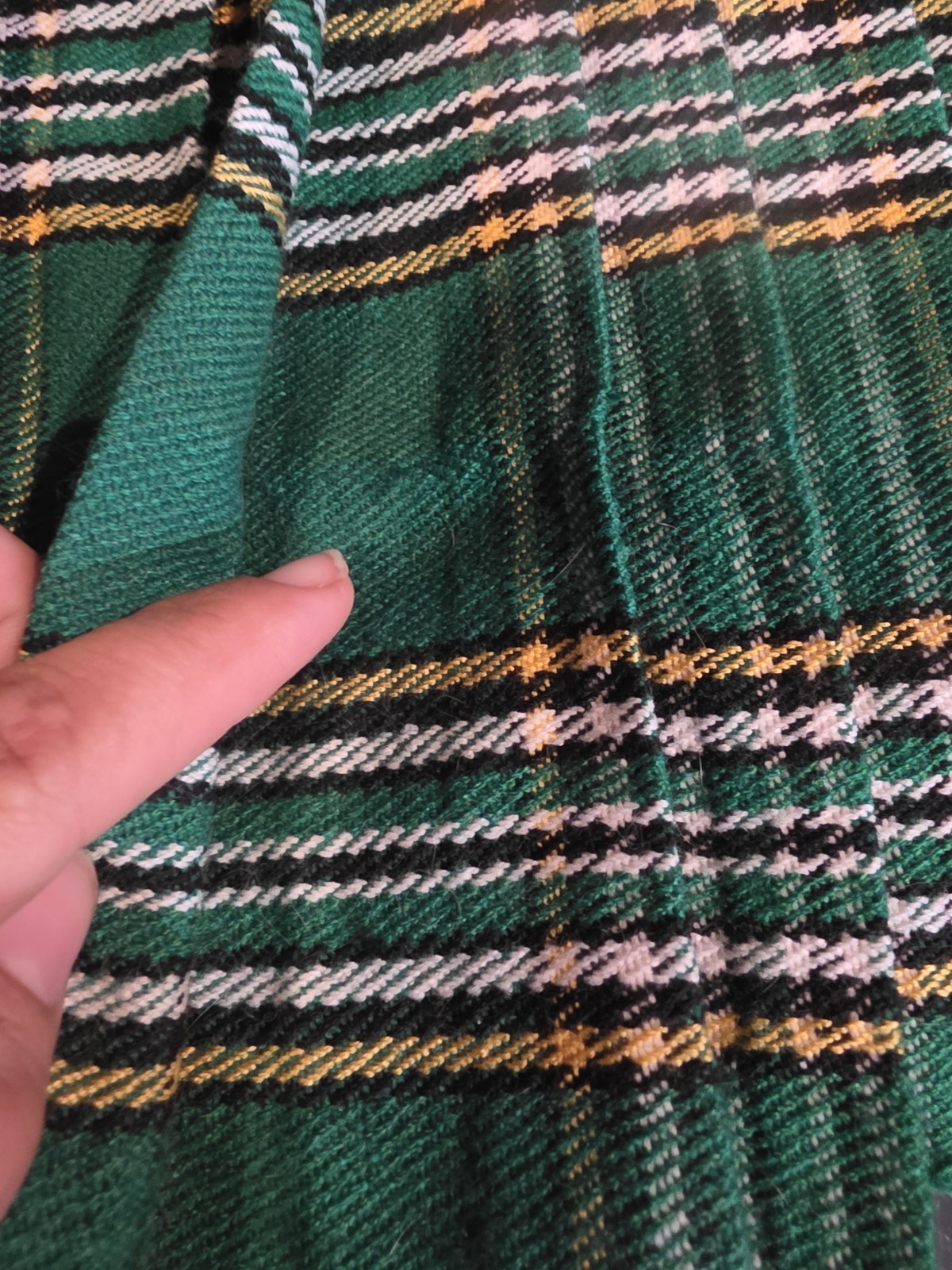 Mens Kilt Size 38 Green Tartan Plaid Pleated Leather Straps Buckles Wrap