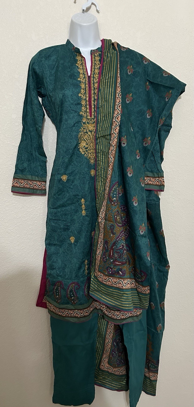 Women’s Indian Pakistani Shalwar Kameez 3 Piece Stitched Lawn Suit Size M