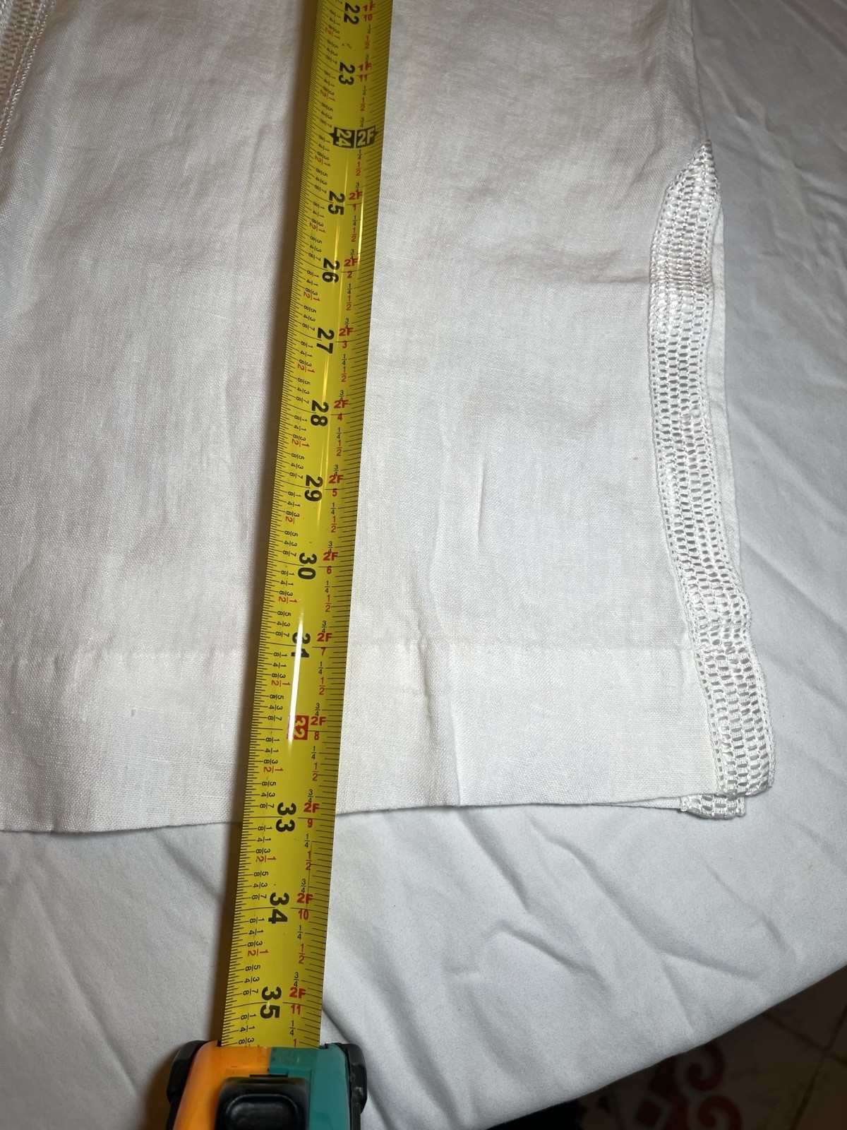 Soft Surroundings Women’s White Linen Embroidered Kurta Medium Made in India