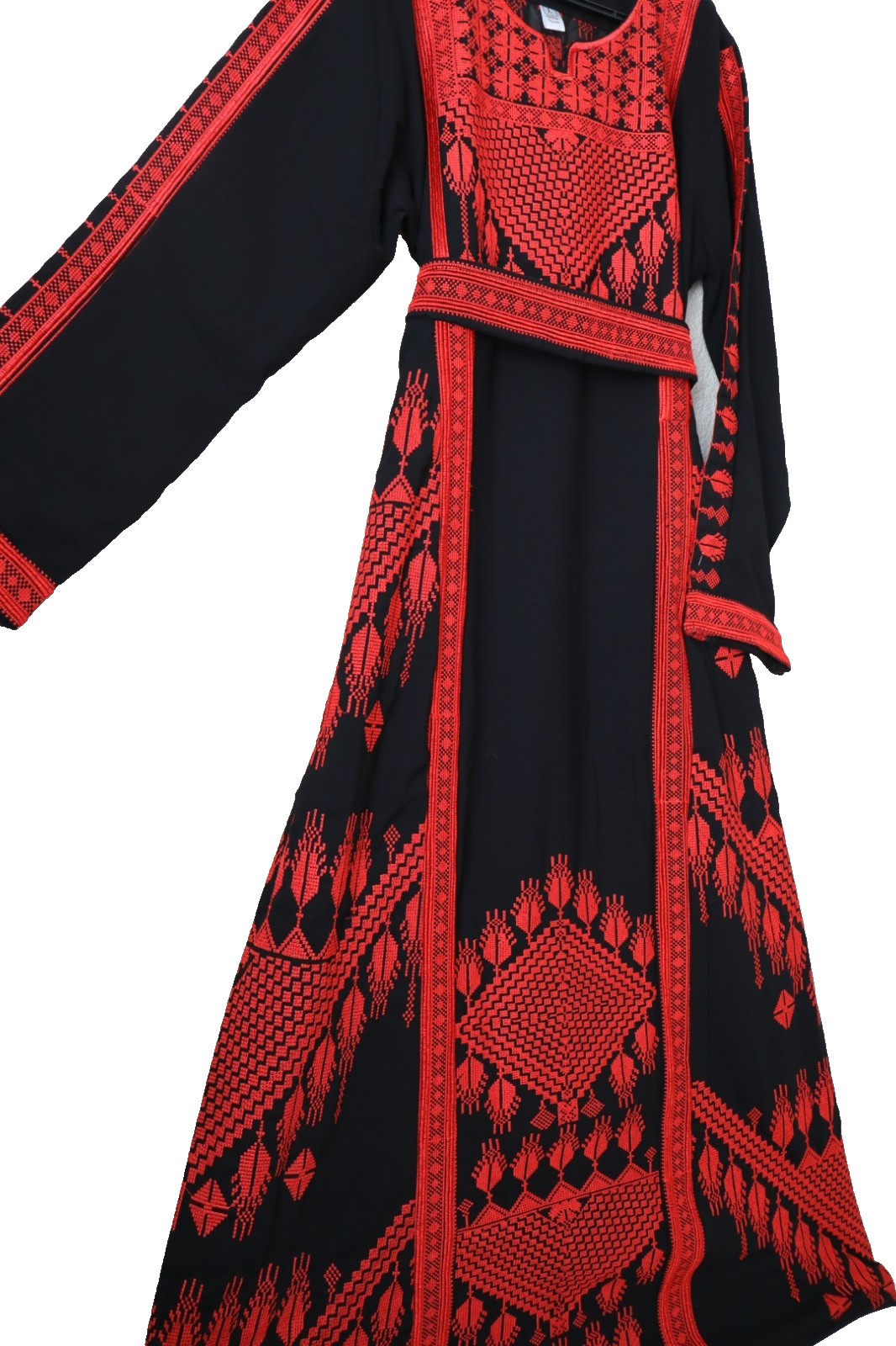 Traditional Palestinian / Jordanian Embroidered Thobe Kaftan Dress Black -NOUR