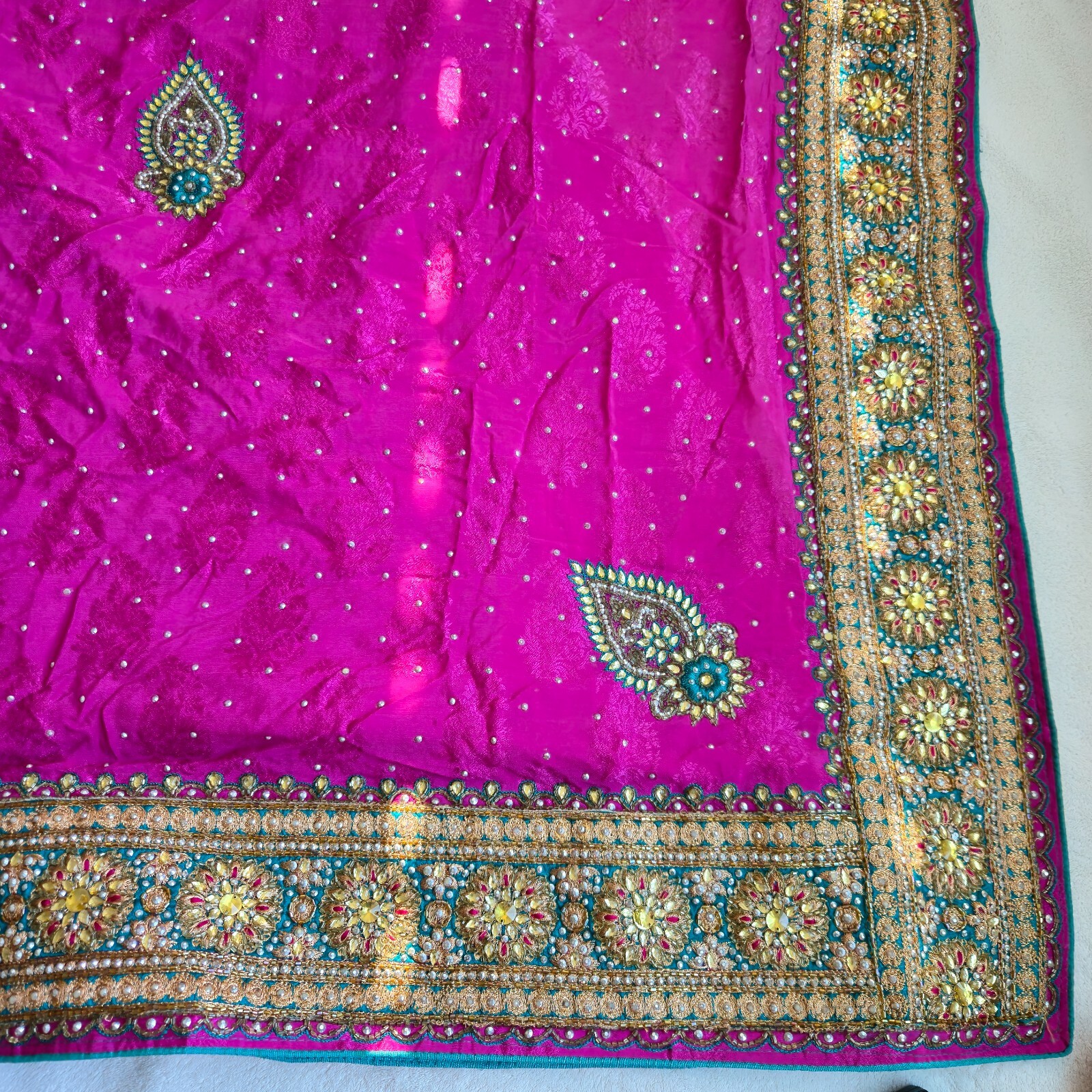 Bridal Deep Pink heavy Georgette Saree NEGOTIABLE