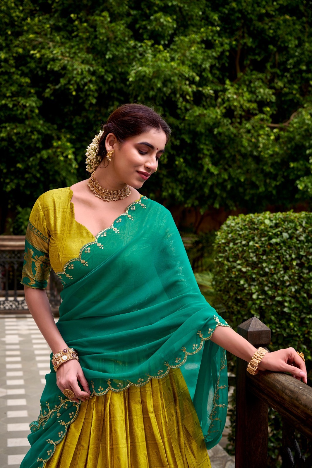 Beautiful Poly Cotton Yellow Lehenga Choli With Dupatta For Festival Wear