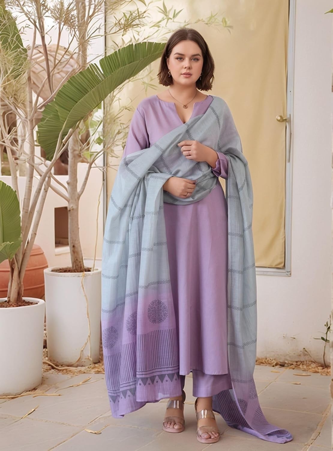Women’s Silk Viscose Straight Solid Kurta with Pant & Dupatta