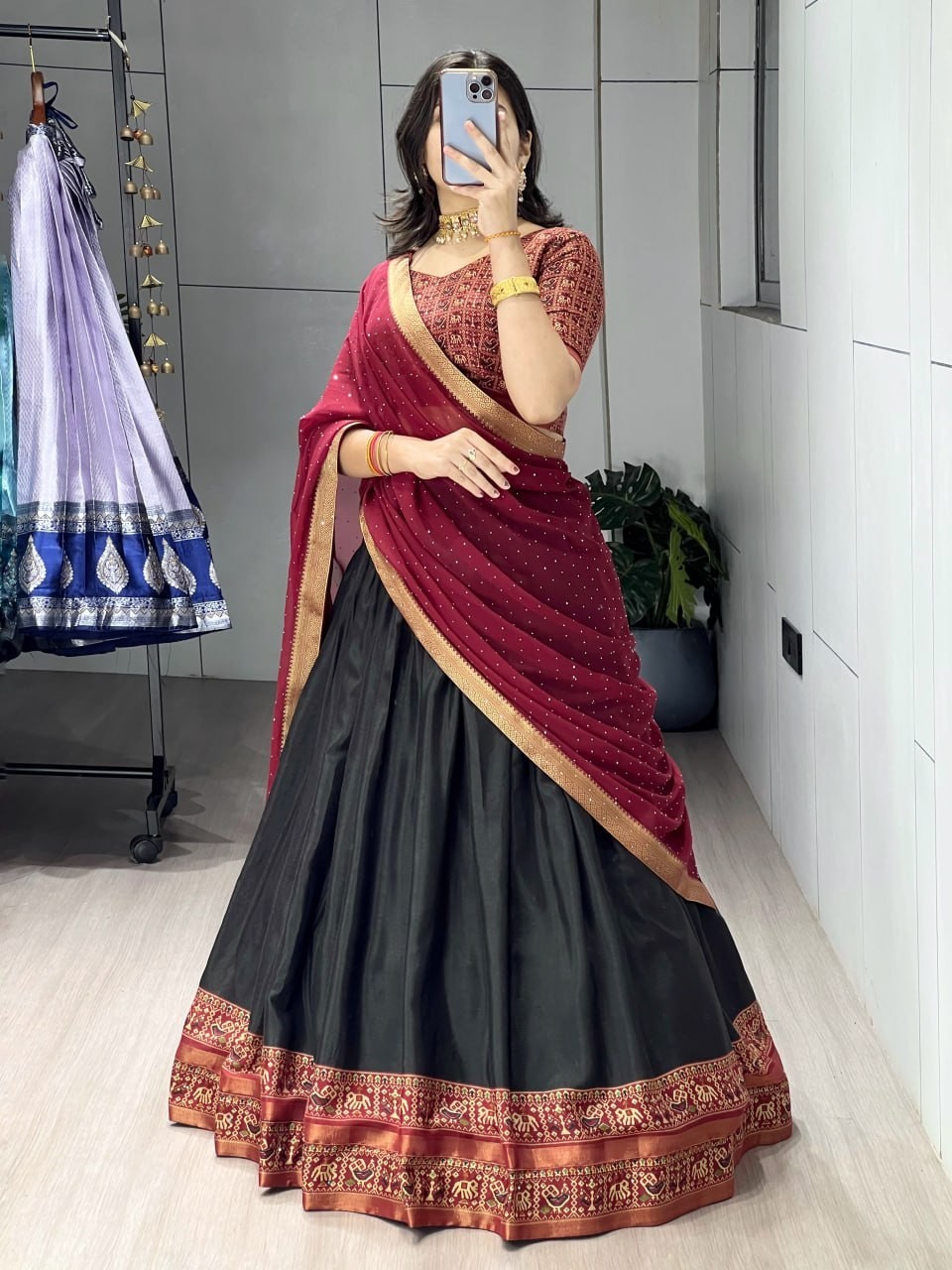 Cotton Lehenga Choli With Georgette Sparkle Dupatta outfit