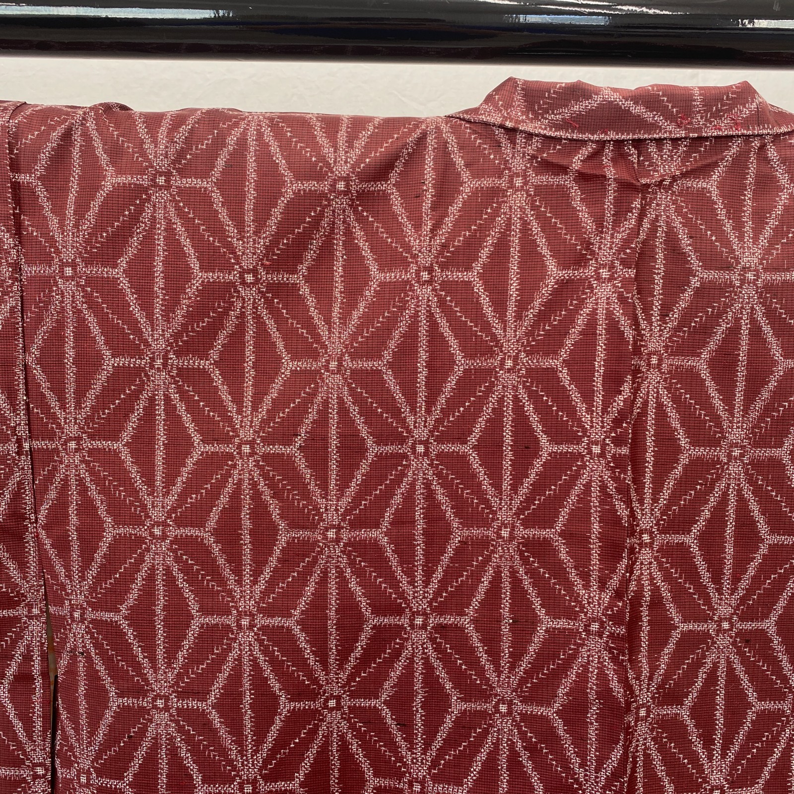 Japanese Vintage Kimono Haori Jacket Silk Red Oshima Traditional Authentic 33 in