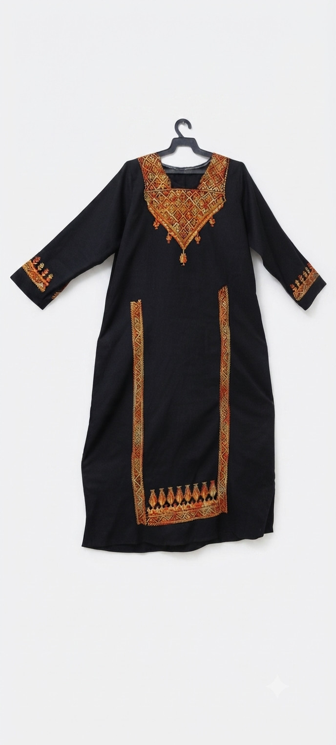 Vintage 1980s Handmade Palestinian Thobe – Heritage Embroidered Costume