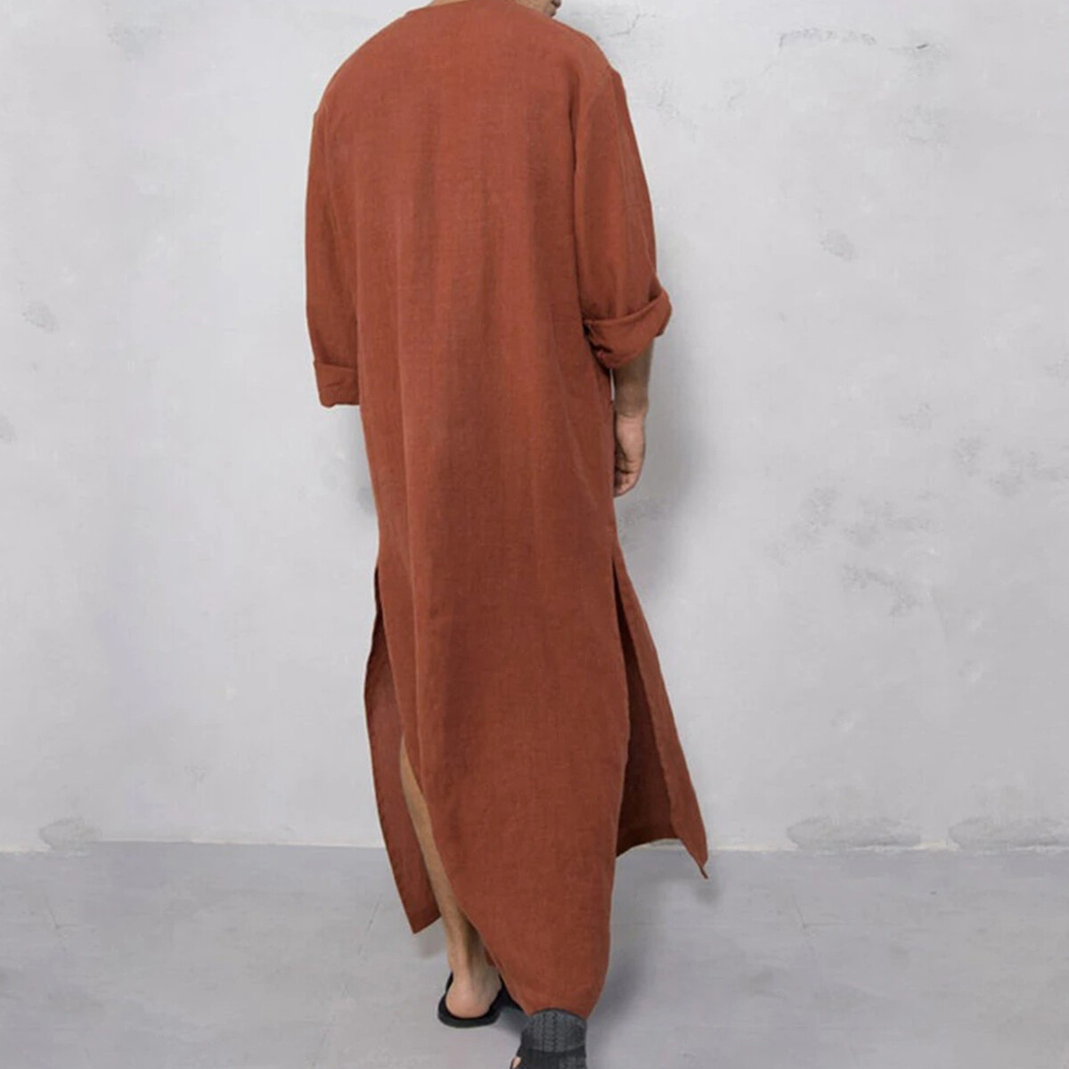 Men Arab Muslim Robe Baggy Islamic Thobe Casual Jubba Kaftan Long Robes Clothing