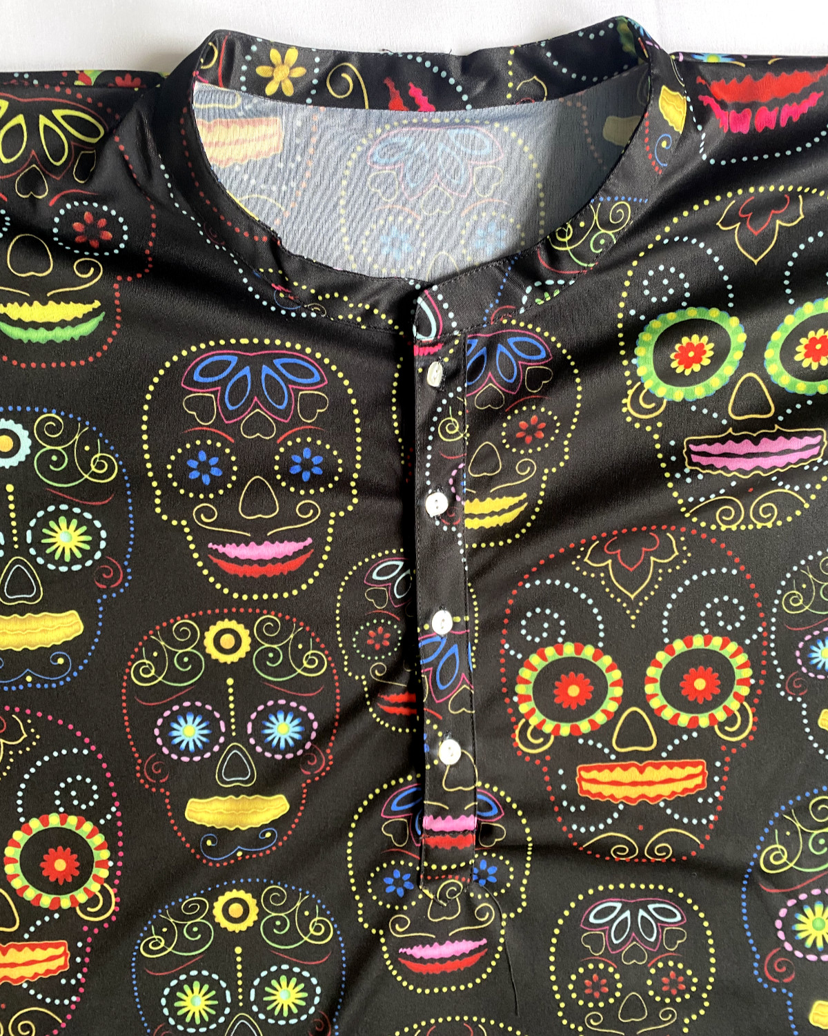Kaftan Black Skulls Day of the Dead Halloween Skulls Men’s Unisex New Mexico Hip