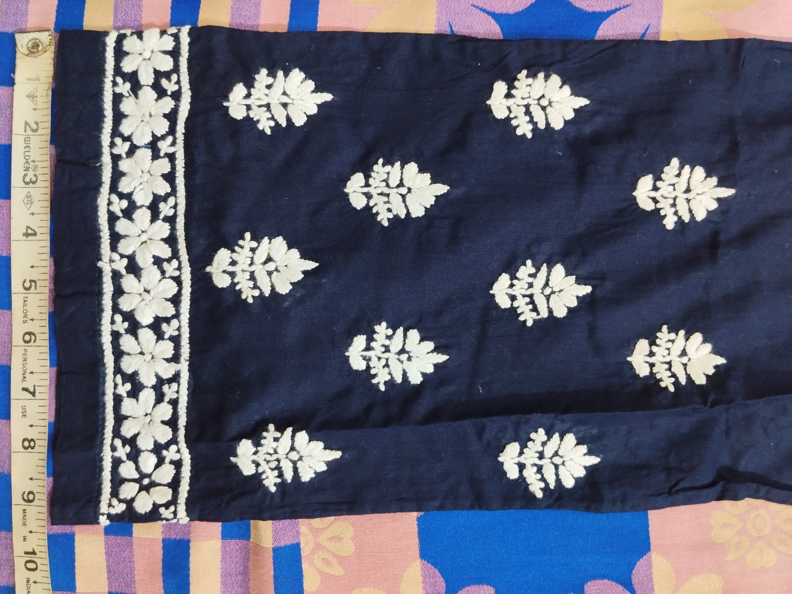 DESIGNER 100% COTTON HANDMADE CHIKAN EMBROIDERY ETHNIC PYJAMAS PANT PAJAMAS
