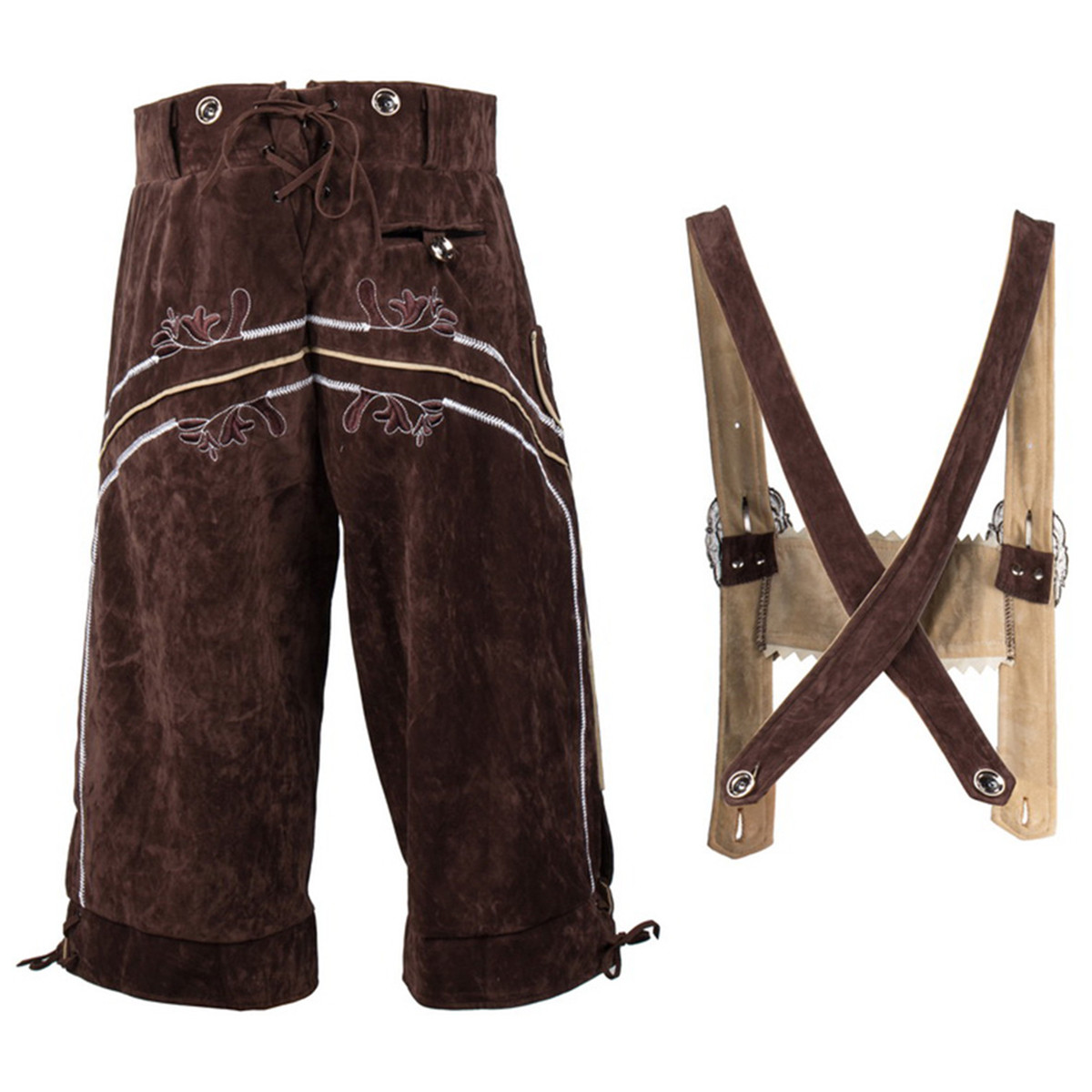 Mens Oktoberfest Bavarian Fancy Dress Costume German Beer Lederhosen S-2XL