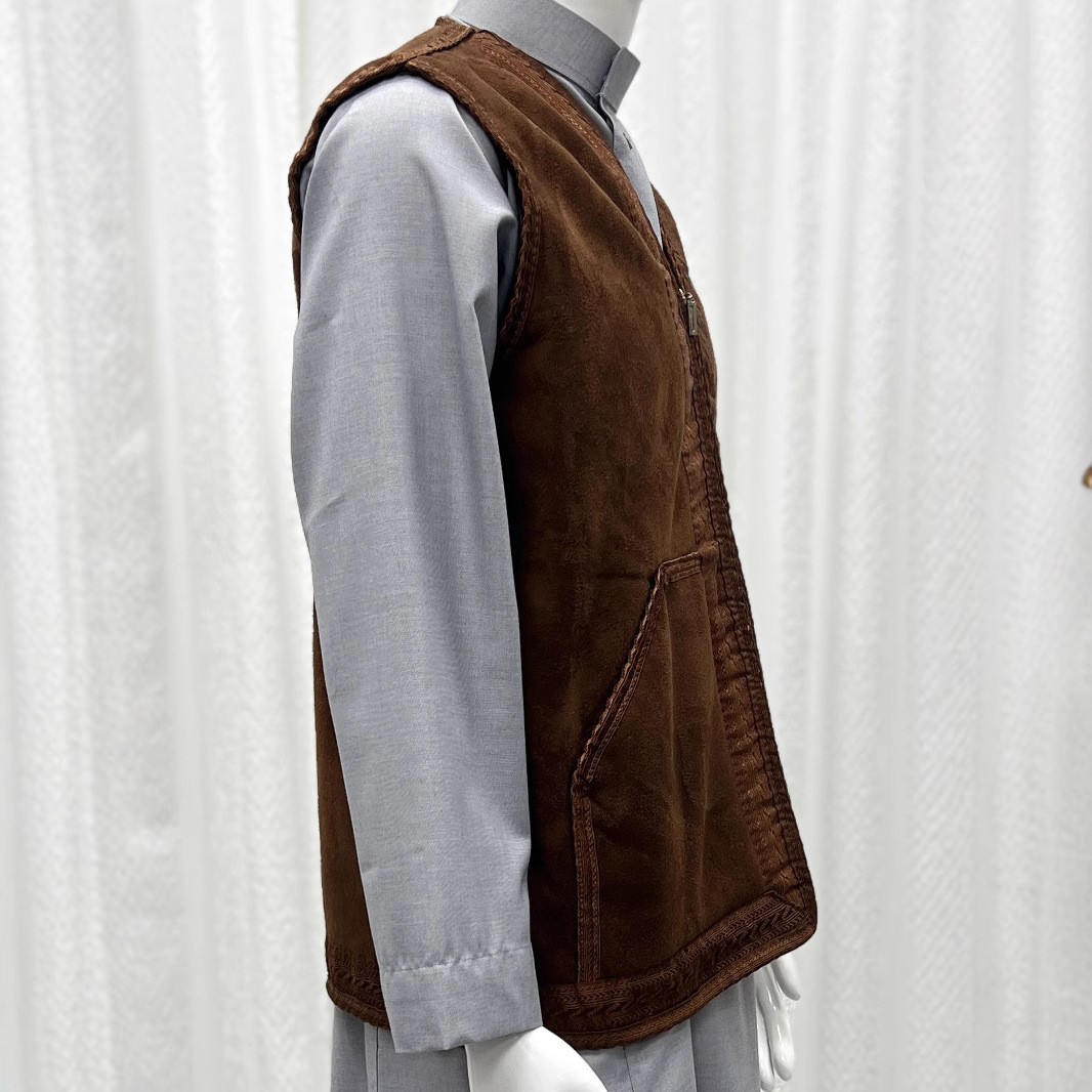 Men Winter Thick Solid Color Suede Vest Warm Formal Casual Sleeveless Waistcoat