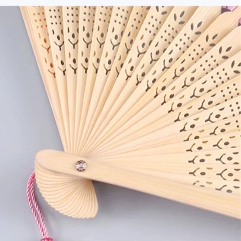 Japanese Hand Fan – Silk & Wood | Cherry Blossom Design | 21cm