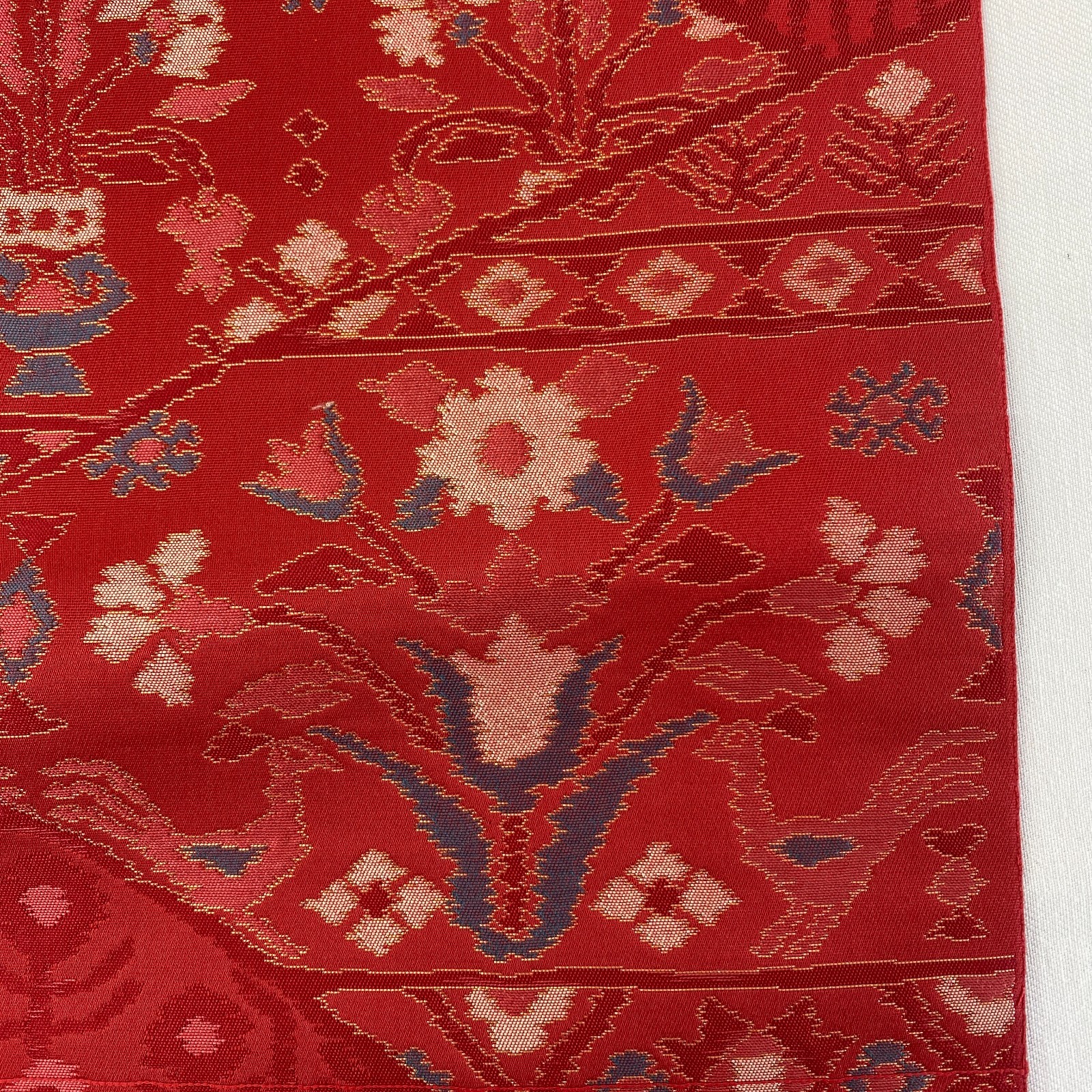 Japanese Vintage Kimono Nagoya Obi Silk Red Traditional Authentic 135x 11 in