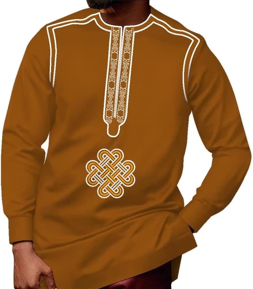 African Mens Shirts Embroidered Traditional African Top for Men