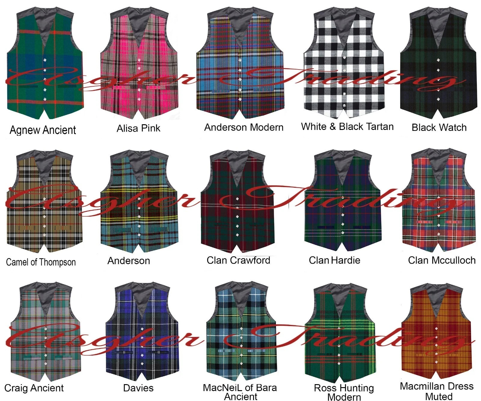 Scottish Clan Tartan VEST 5 Buttons Formal Kilt WAISTCOAT Wedding Kilt Vest