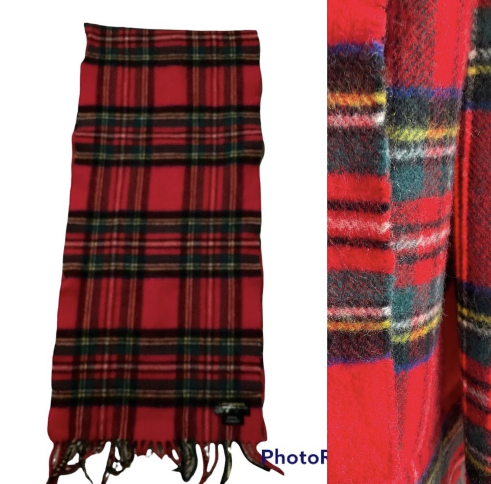 Royal Stewart 100% Lambswool plaid scarf 12” x 45” Made In Scotland