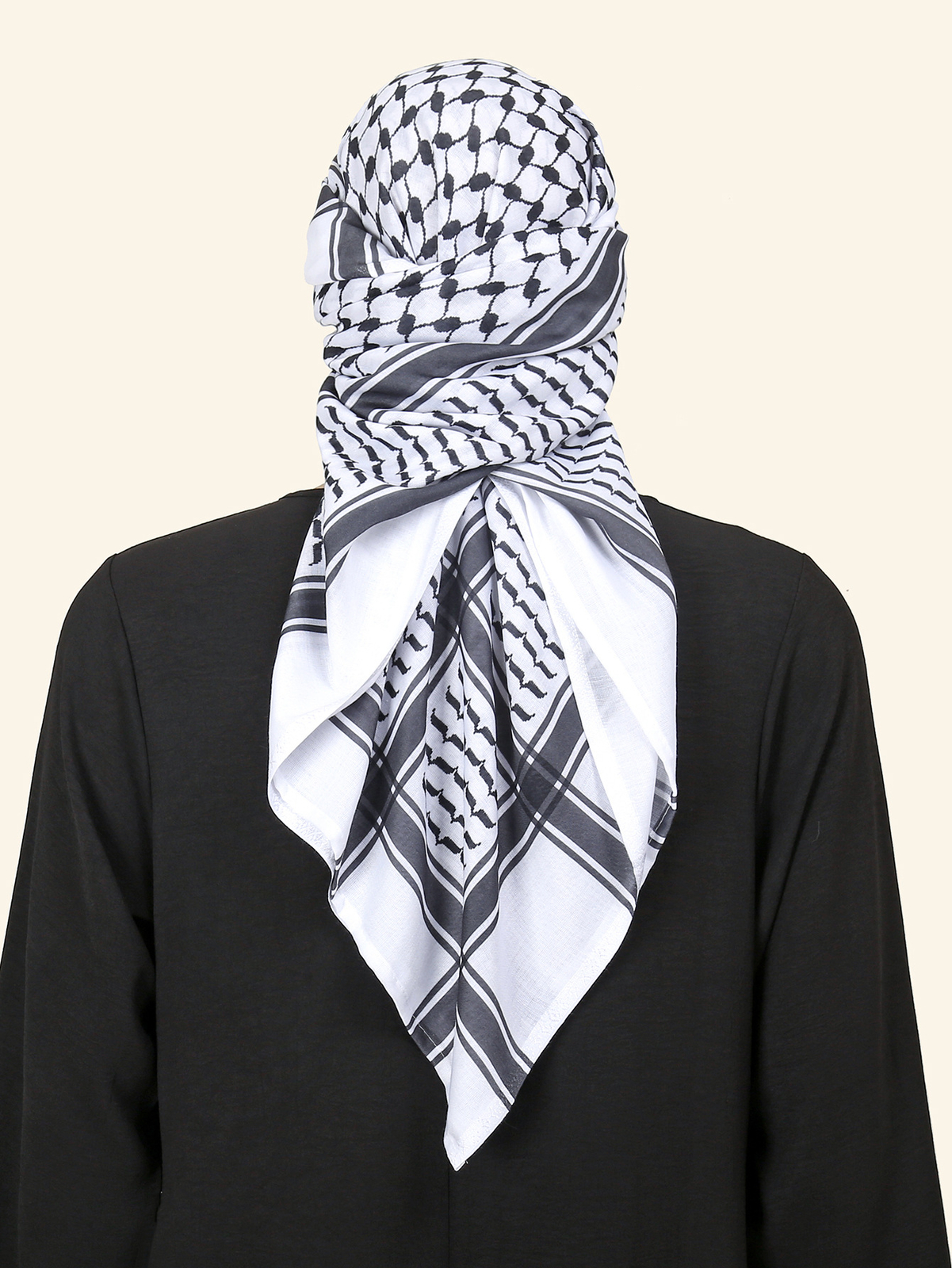Middle East Men Square Scarf Hijab Headscarf Tassel Scarf Muslim Ethnic Turban