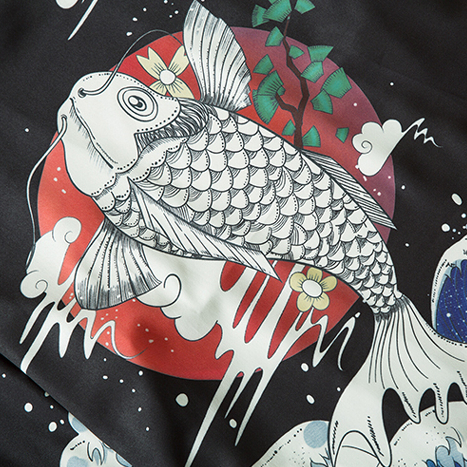 MFCT Men’s Fish Leaping out of the Sea Graphic Japanese Kimono Cardigan