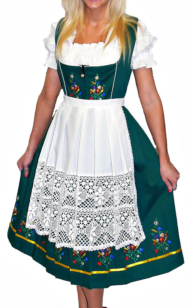 Sz 26 3XL Dirndl Trachten German Waitress Dress Oktoberfest Long EMBROIDERED