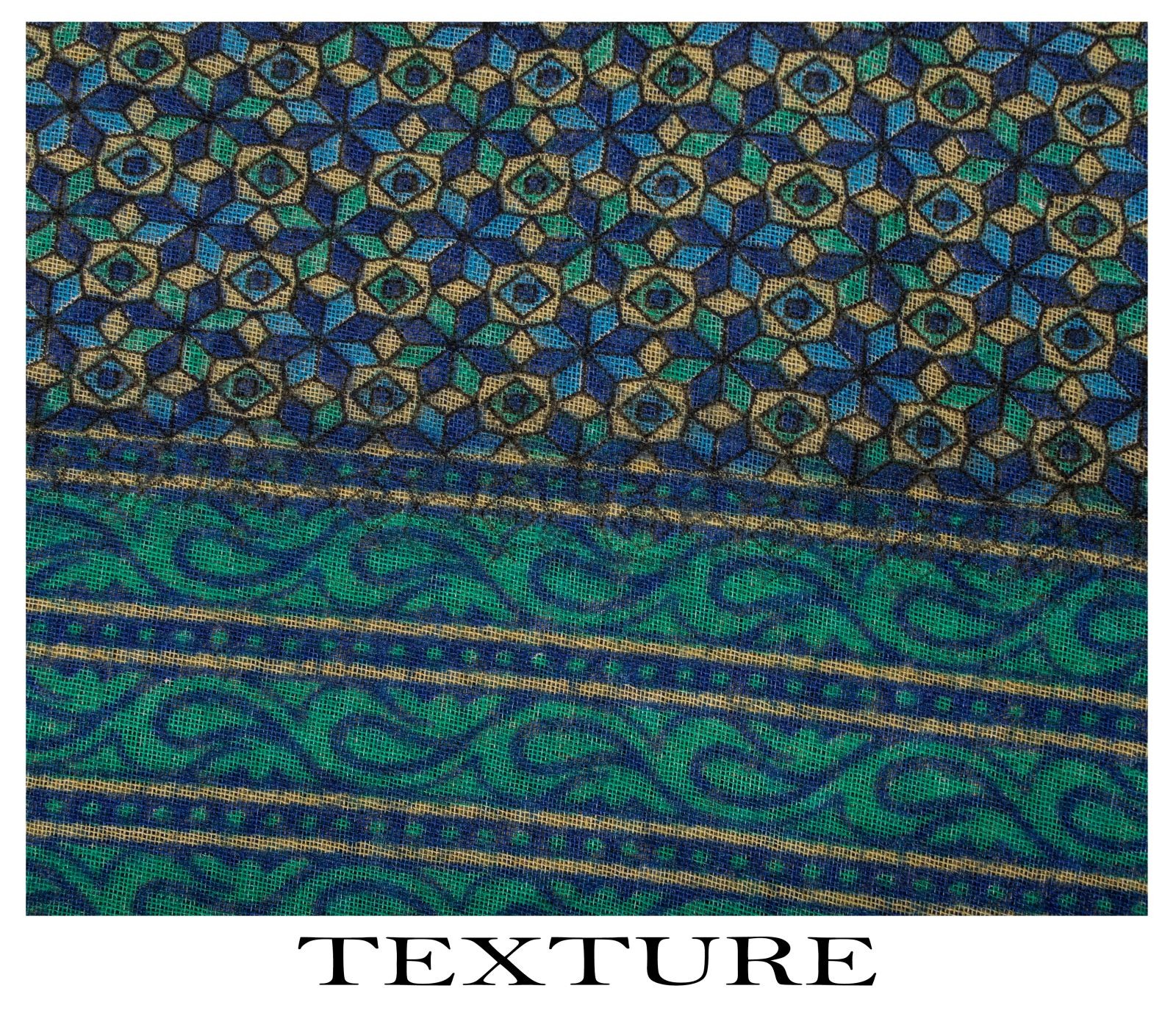 Sanskriti Vintage Saree Blue Pure Cotton Geometric Printed Fabric 5+Yard Sari