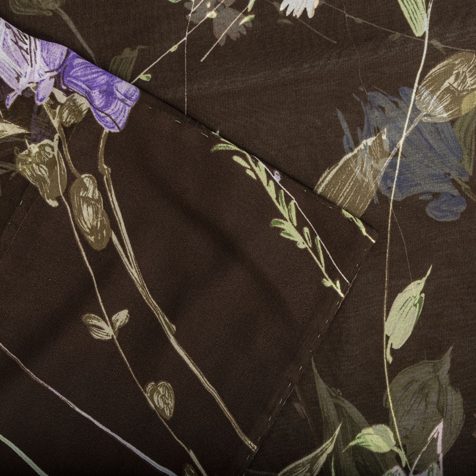 Sanskriti Vintage Brown Pure Georgette Silk Saree Floral Print Sari 6Yard Craft