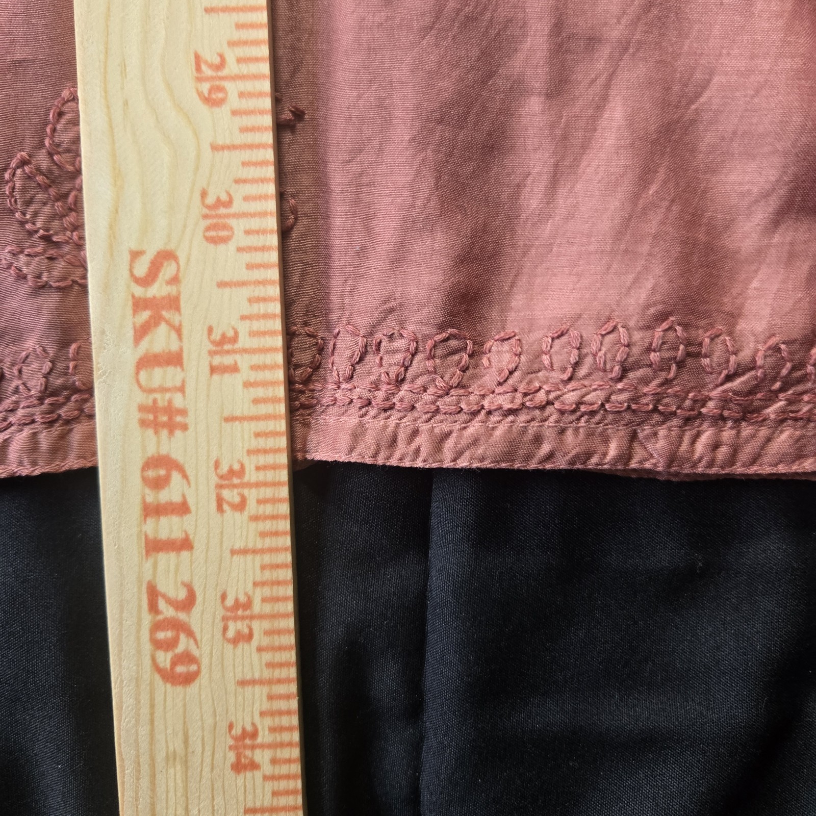 Embroidered Chikankari Chanderi Short Kurti Large (44) Dusty Rose silky soft