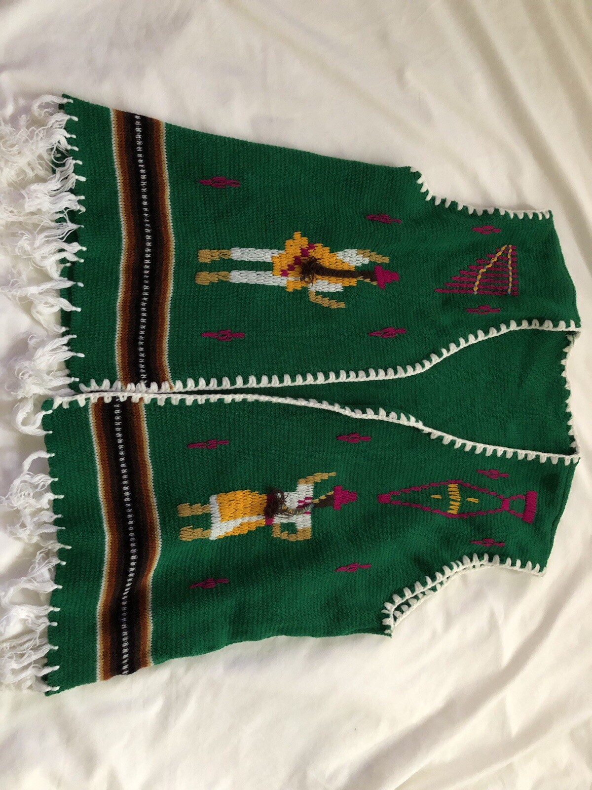 vintage mexican vest Tejidos Handmade Southwest Green
