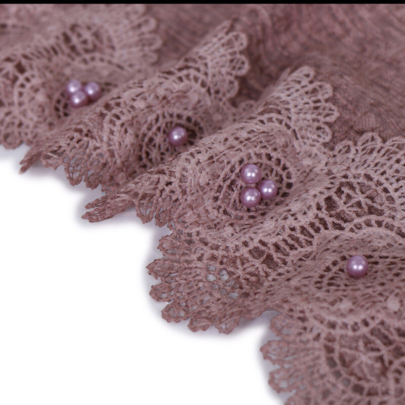 Women Muslim Hijab Plain Beads Long Scarf Shawl Wrap Islamic Scarves Head Covers