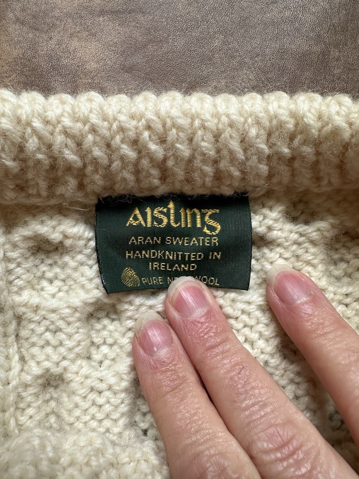 Aisling Aran Crafts Men’s X-LARGE 100% Wool Fisherman’s Crewneck Made in Ireland