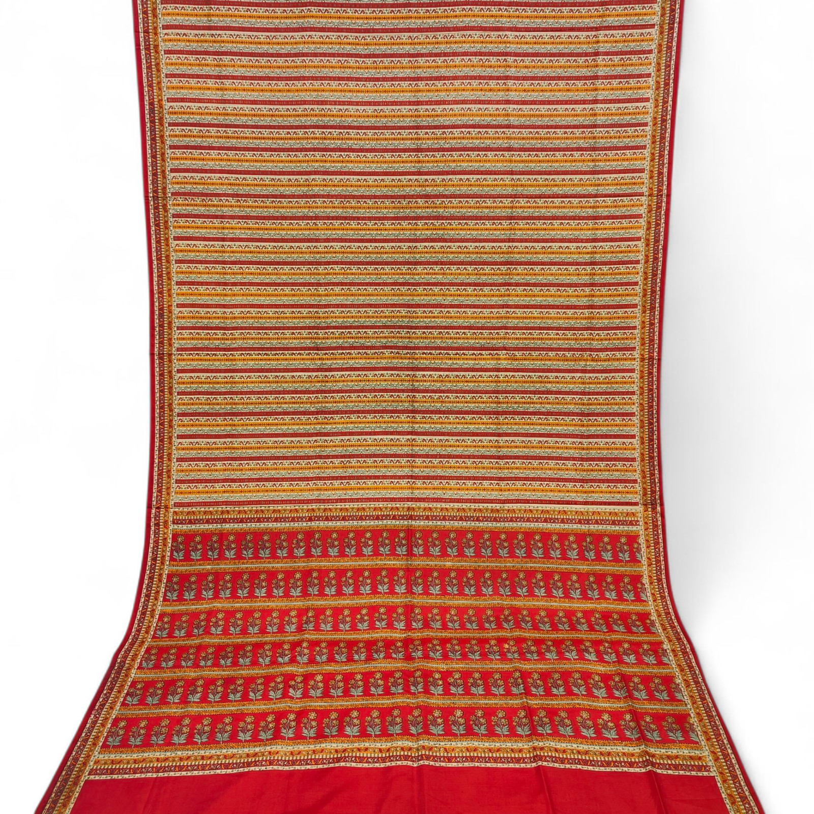 Vintage Sari 6Mtr Pure Silk Printed Saree Indian Fabric For Crafting Quilting