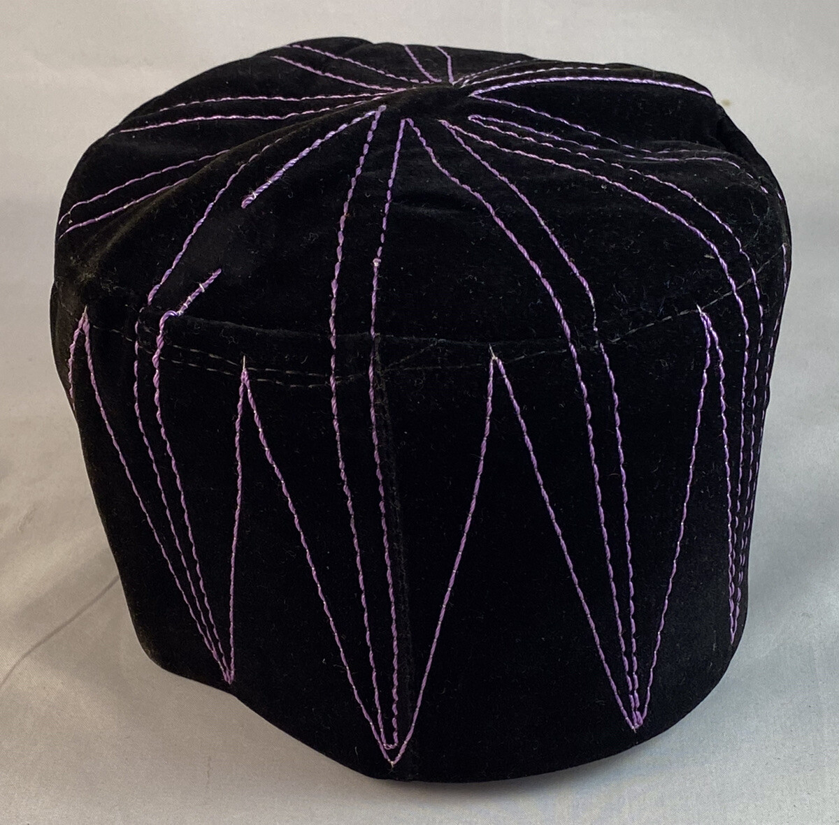 Authentic African Contemporary Native Made Felt Embroidery Fila/ Kufi Hat~22-1/4