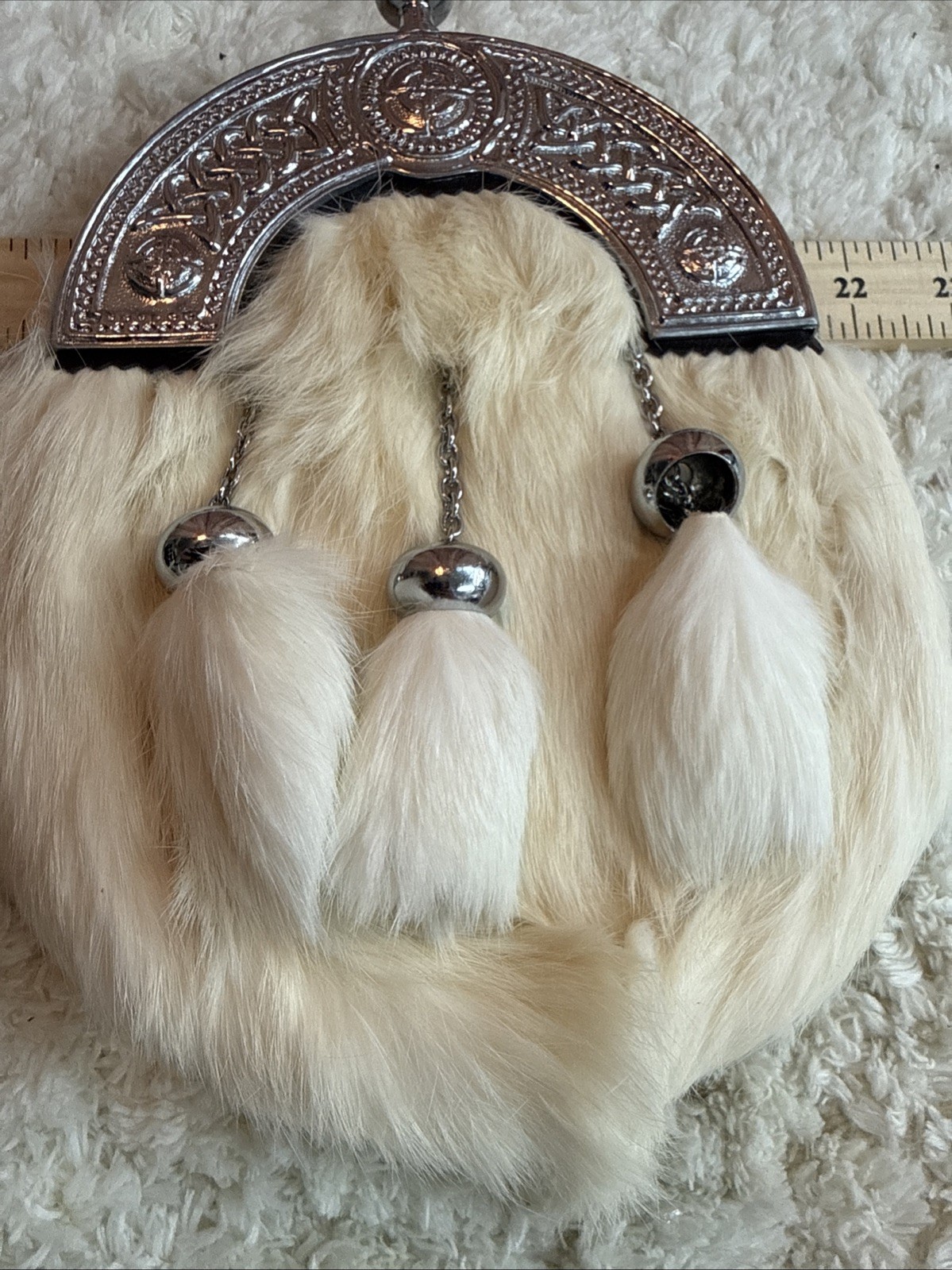 H Highland Redstone Sporran Kilt For Men Fur Full Dress White Rabbit New Chain
