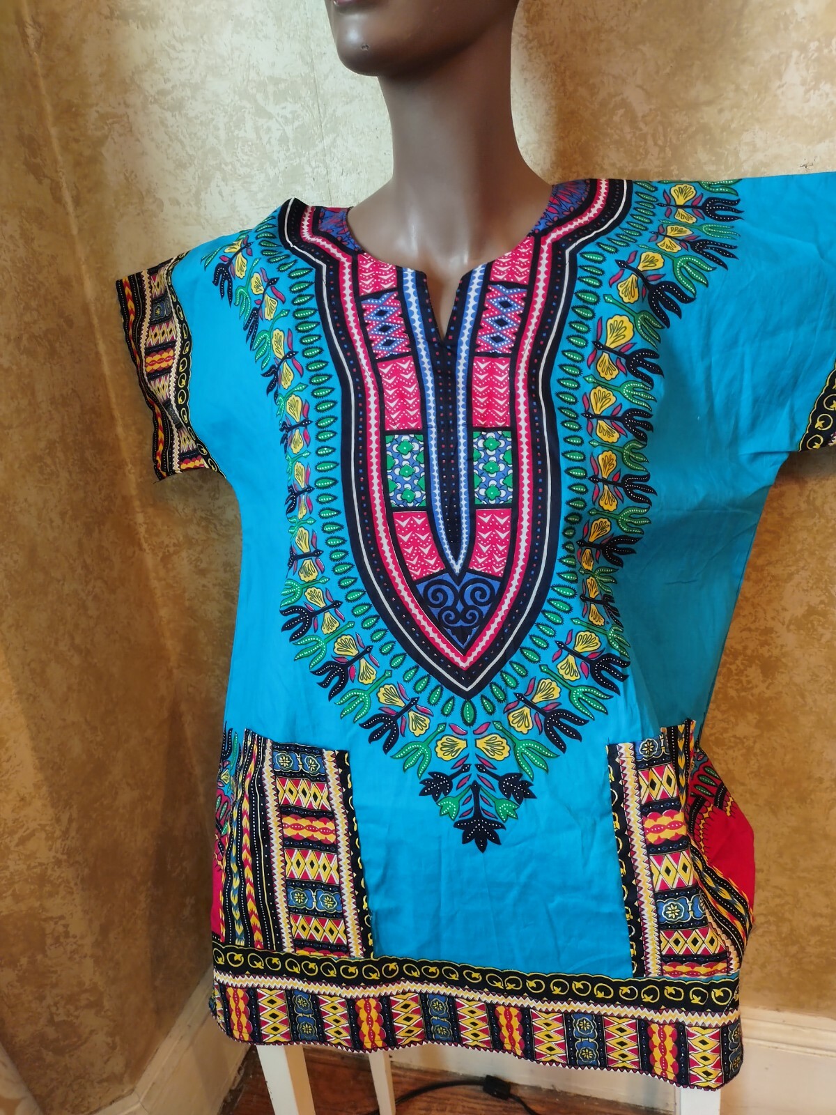 Blue multi unisex Dashiki Medium