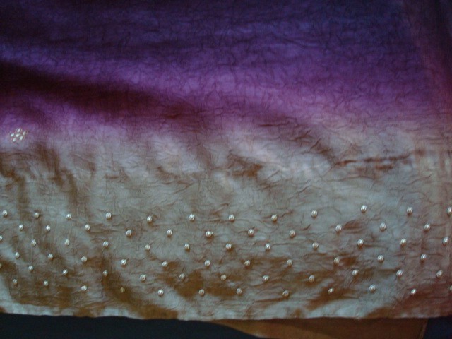 MINT MAROON/LIGHT BROWN SEQUINED POLYESTER SAREE W/BLOUSE-FREE S&H W/BIN