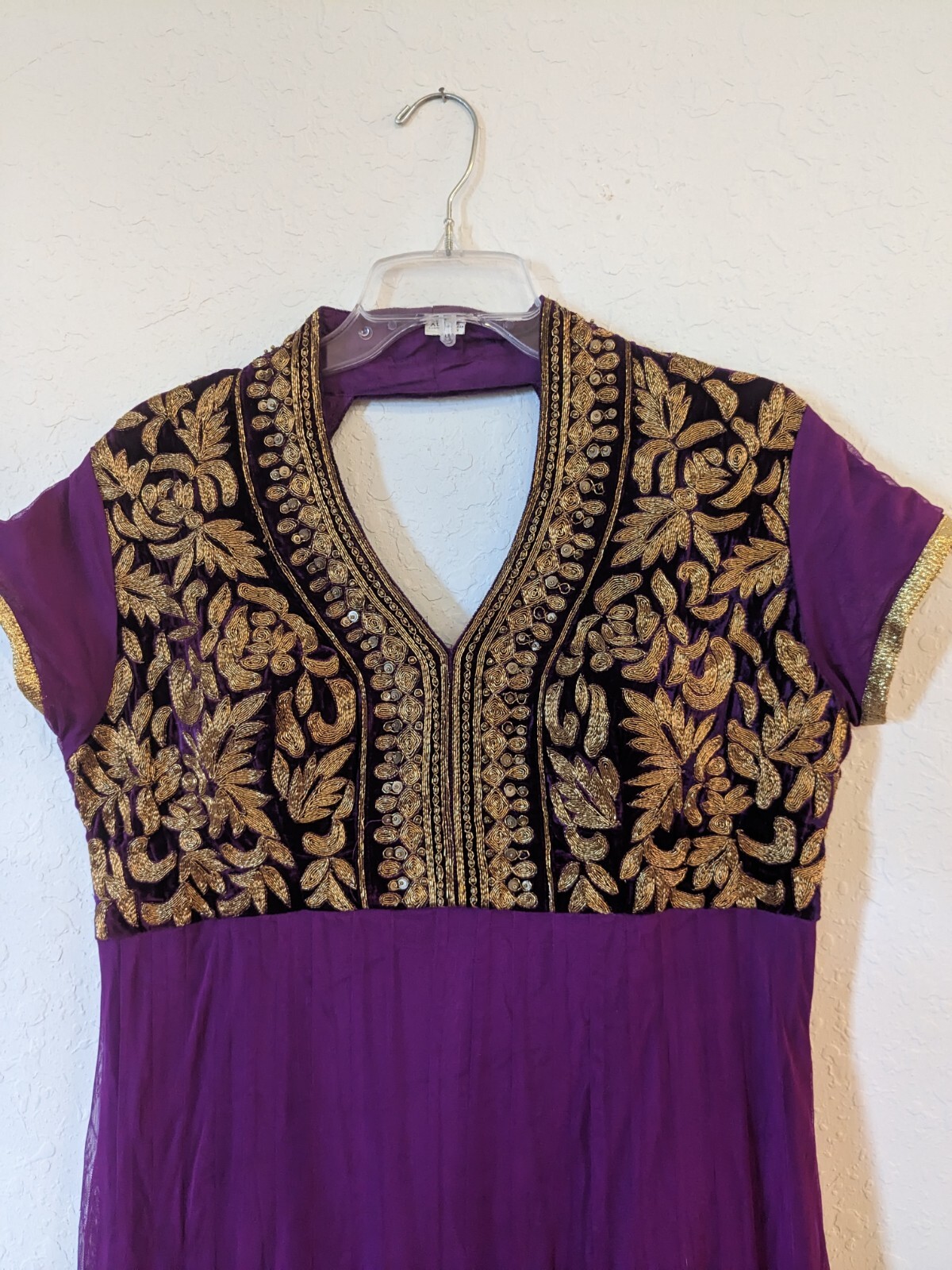 Gorgeous Purple And Gold Indian Ethnic Wear Dress Size XL
