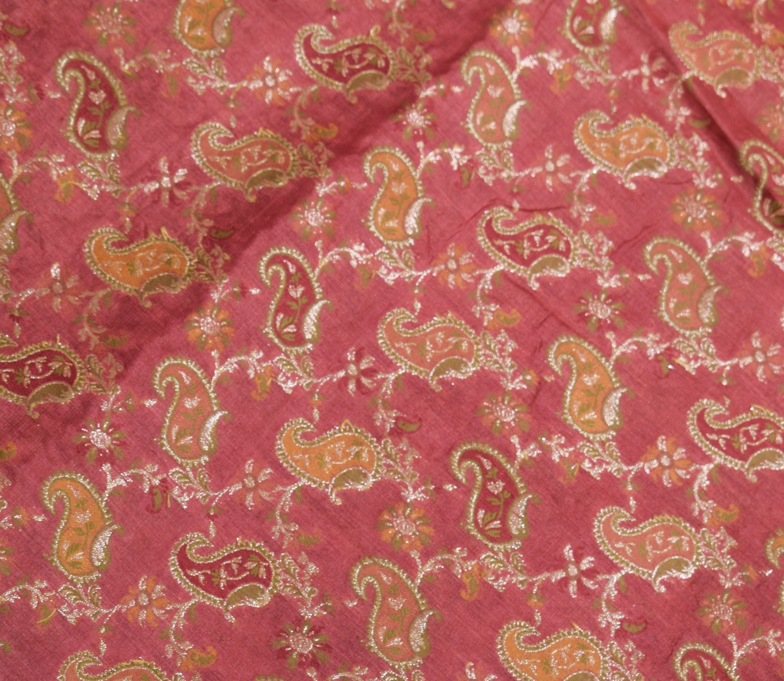 Sushila Vintage All Over Woven Saree 100%Pure Tussar Silk Maroon 5YD Sari Fabric