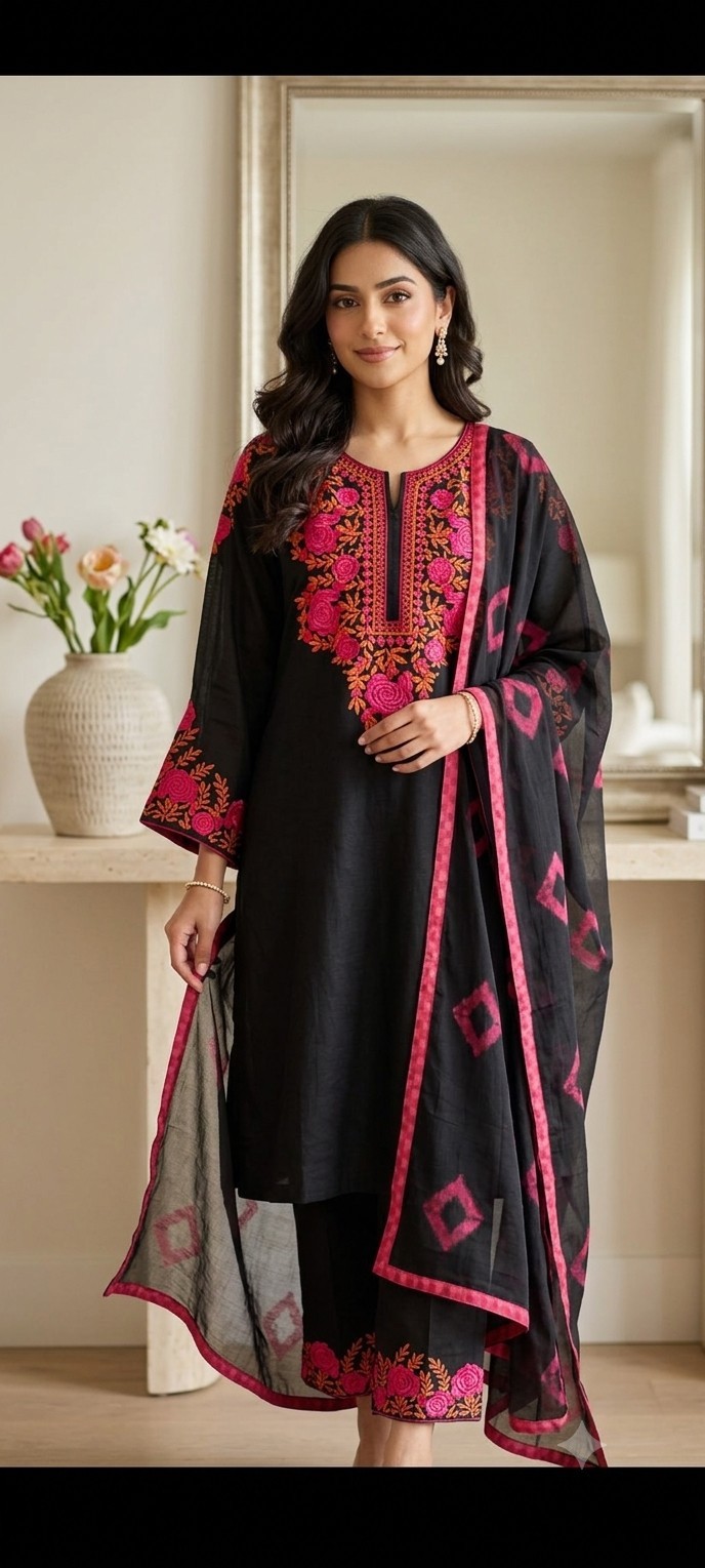 3 PIECE PAKISTANI DESIGNER FARSHI SHALWAR SUIT